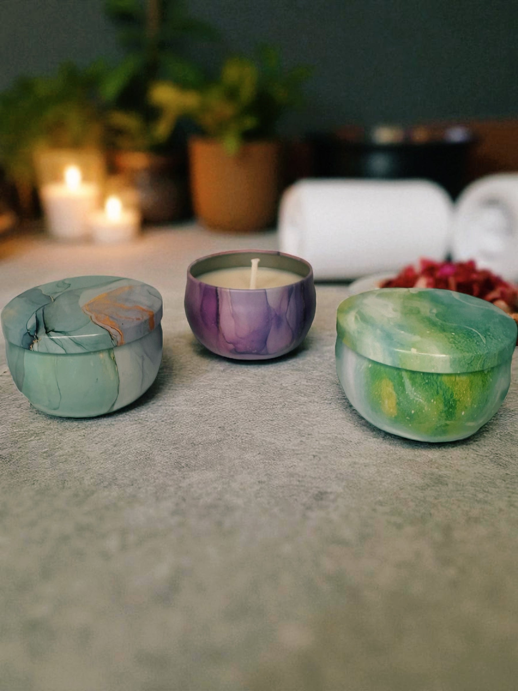 Small Tin Candles - Great for next to bath or small spaces!