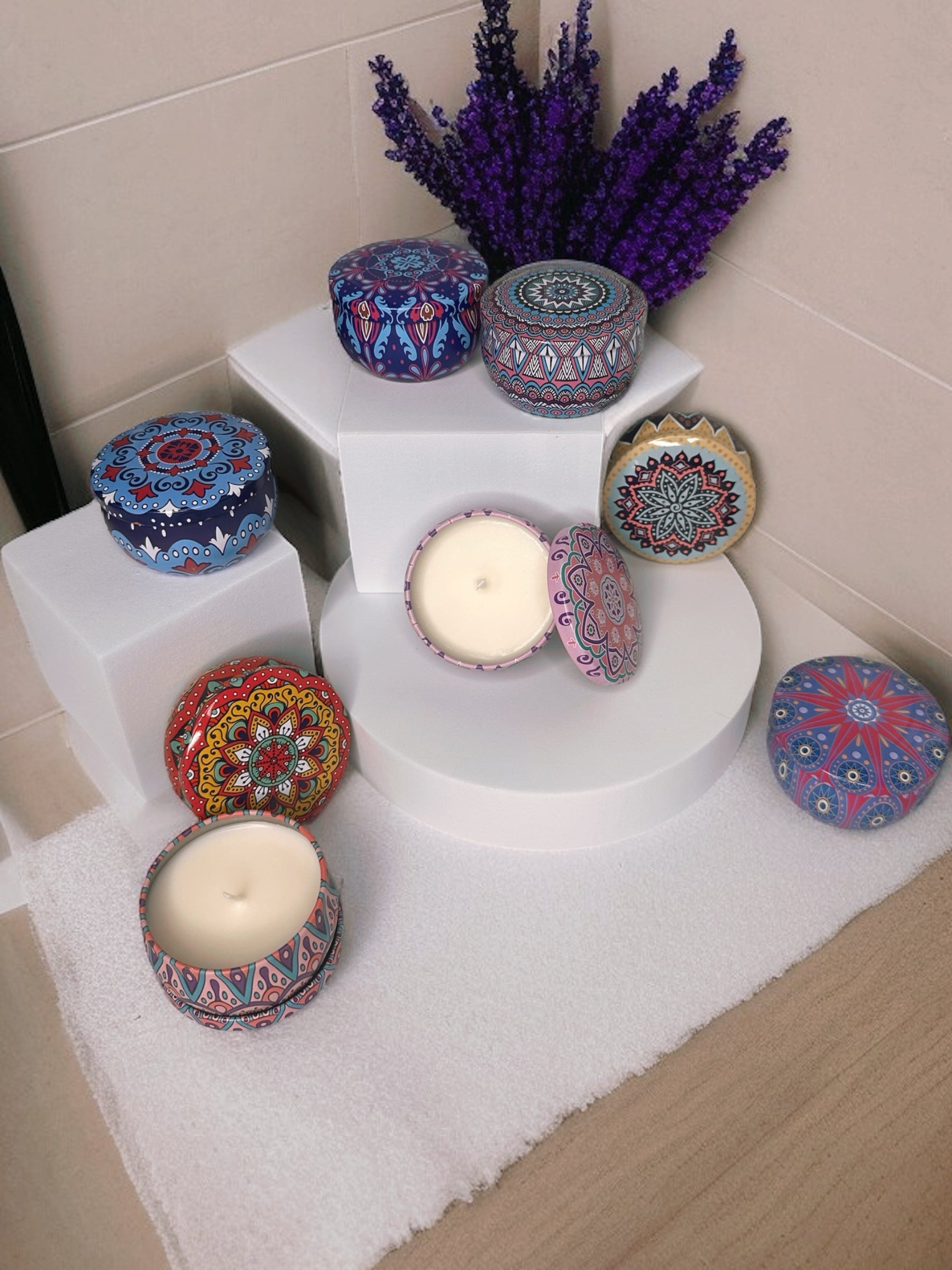 Small Tin Candles - Great for next to bath or small spaces!