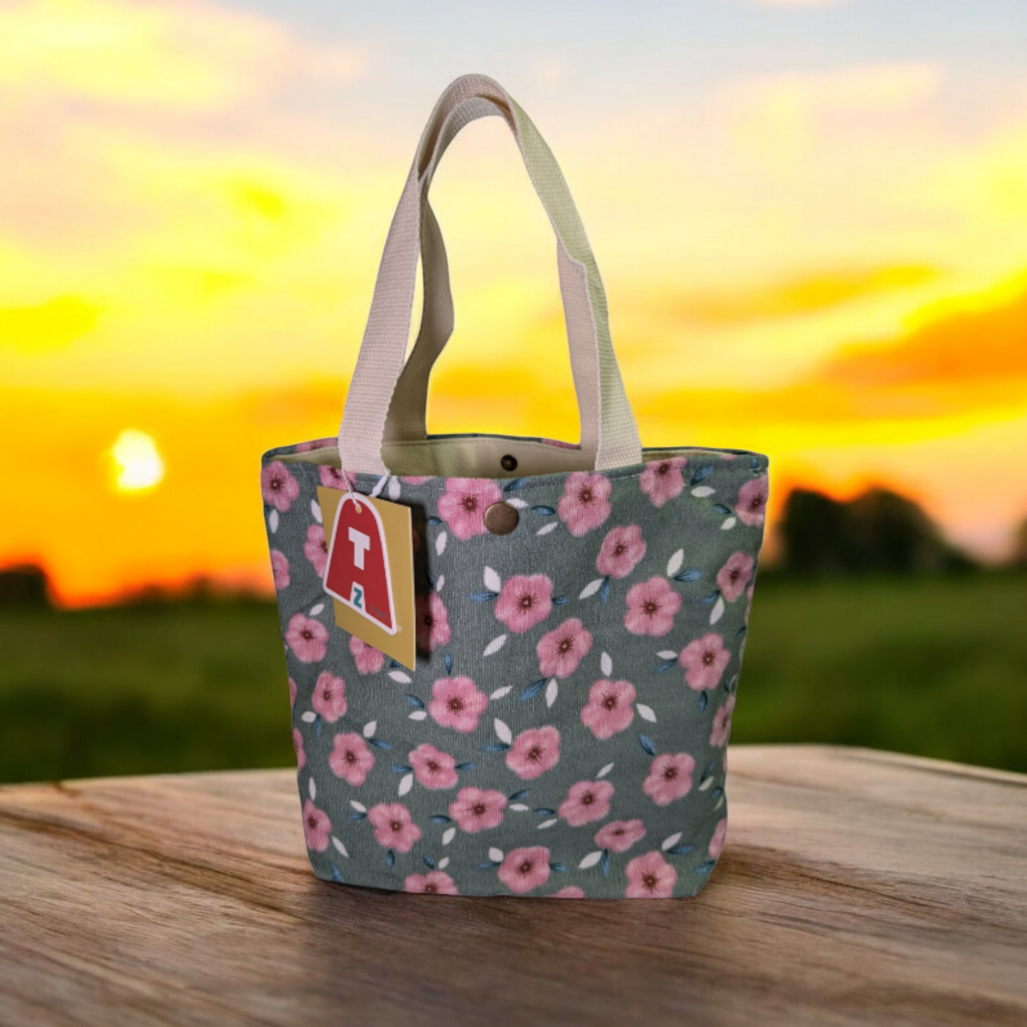 Artistic Floral Corduroy Small Tote