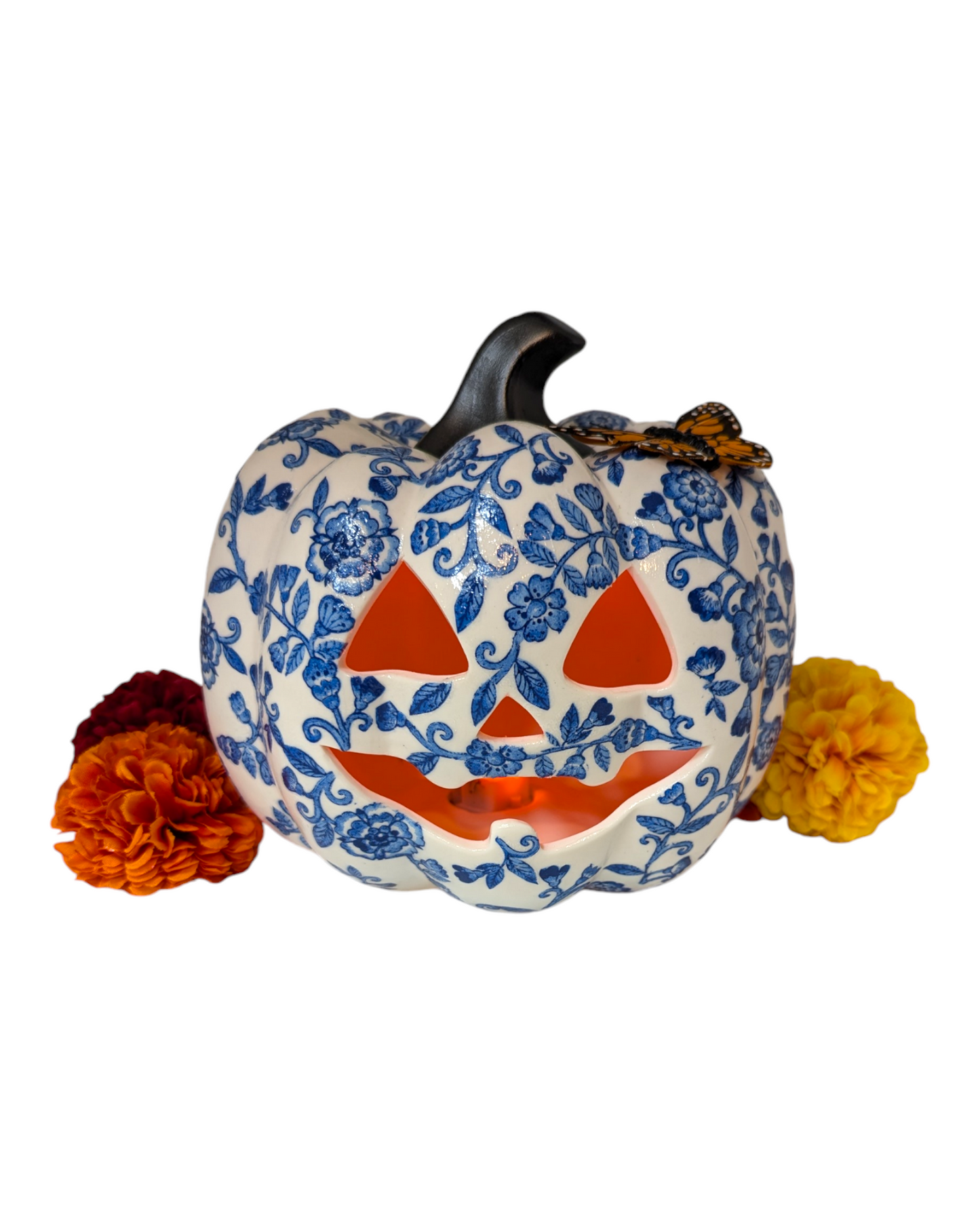 Pumpkin Lantern Blue Floral (Style A)