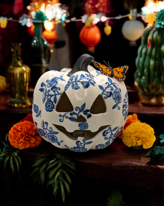 Pumpkin Lantern Blue Floral (Style B)