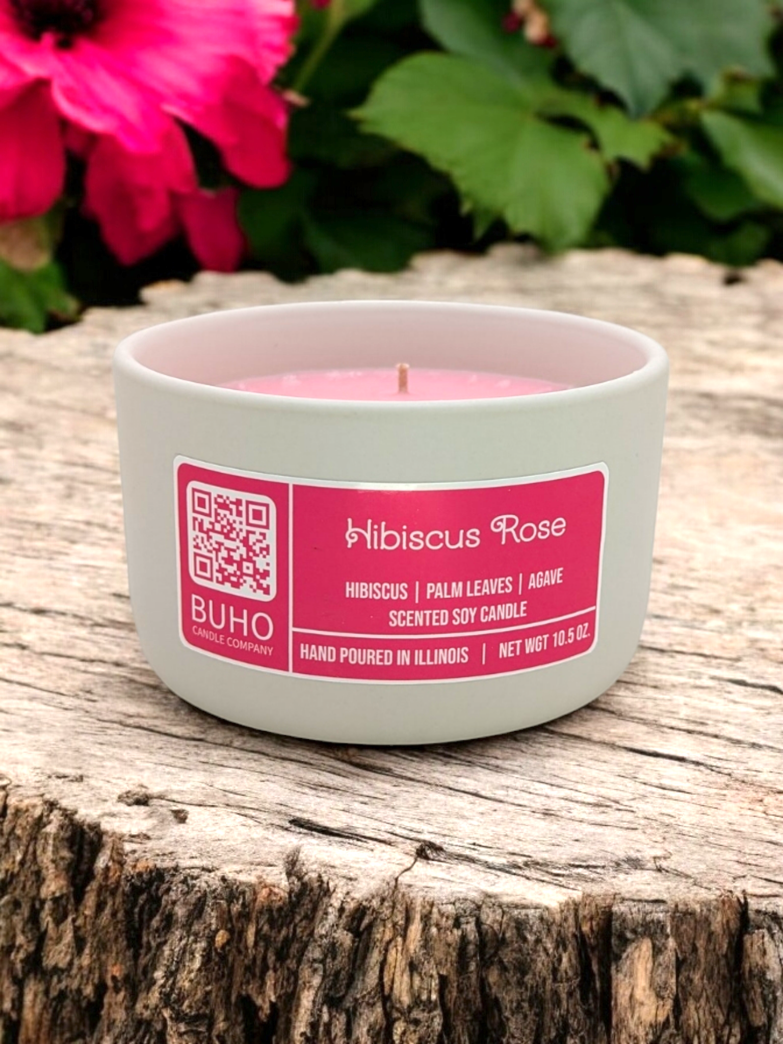 Hibiscus Rose Ceramic 3-Wick Jar