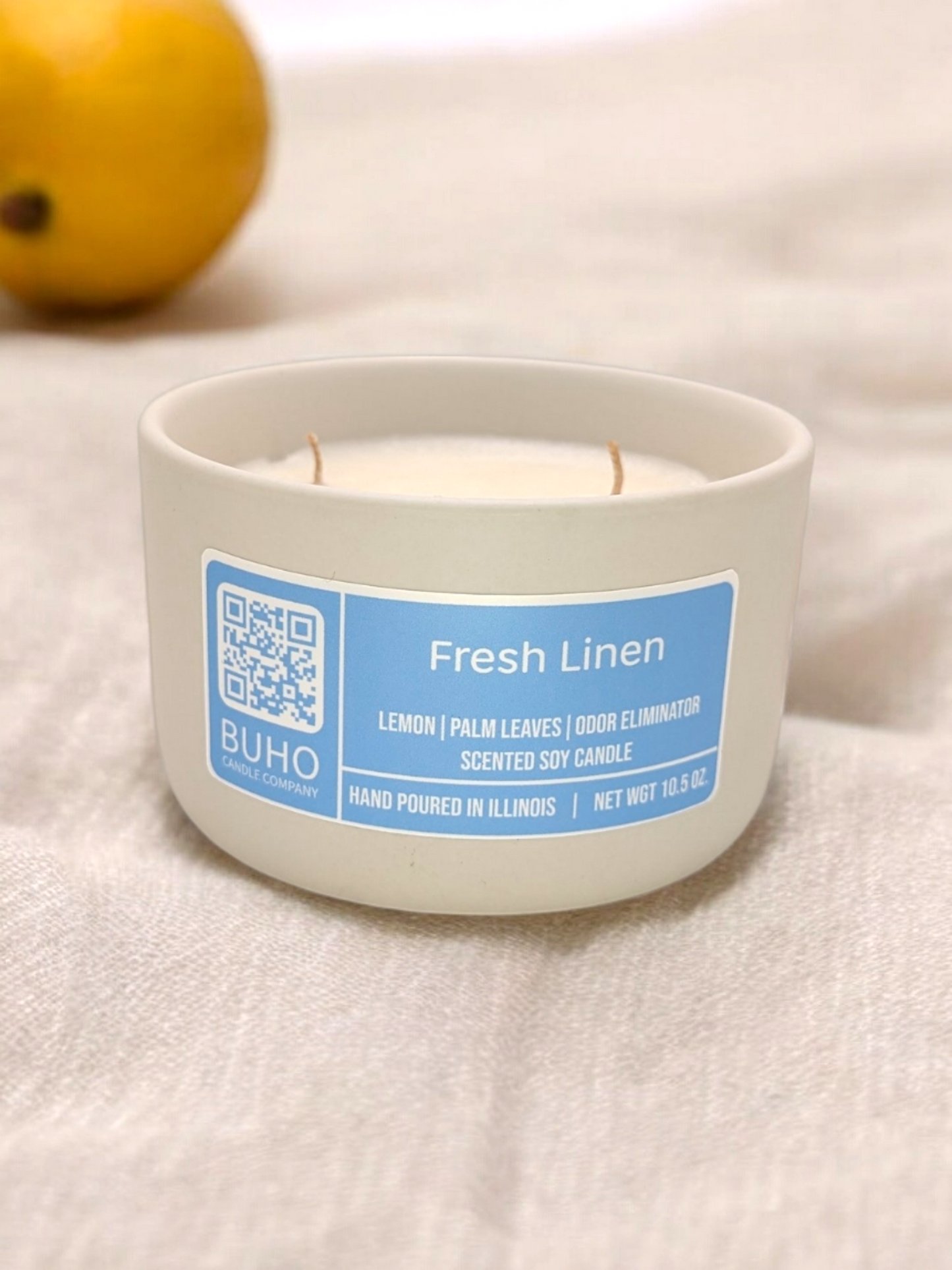 Fresh Linen Ceramic 3-Wick Jar