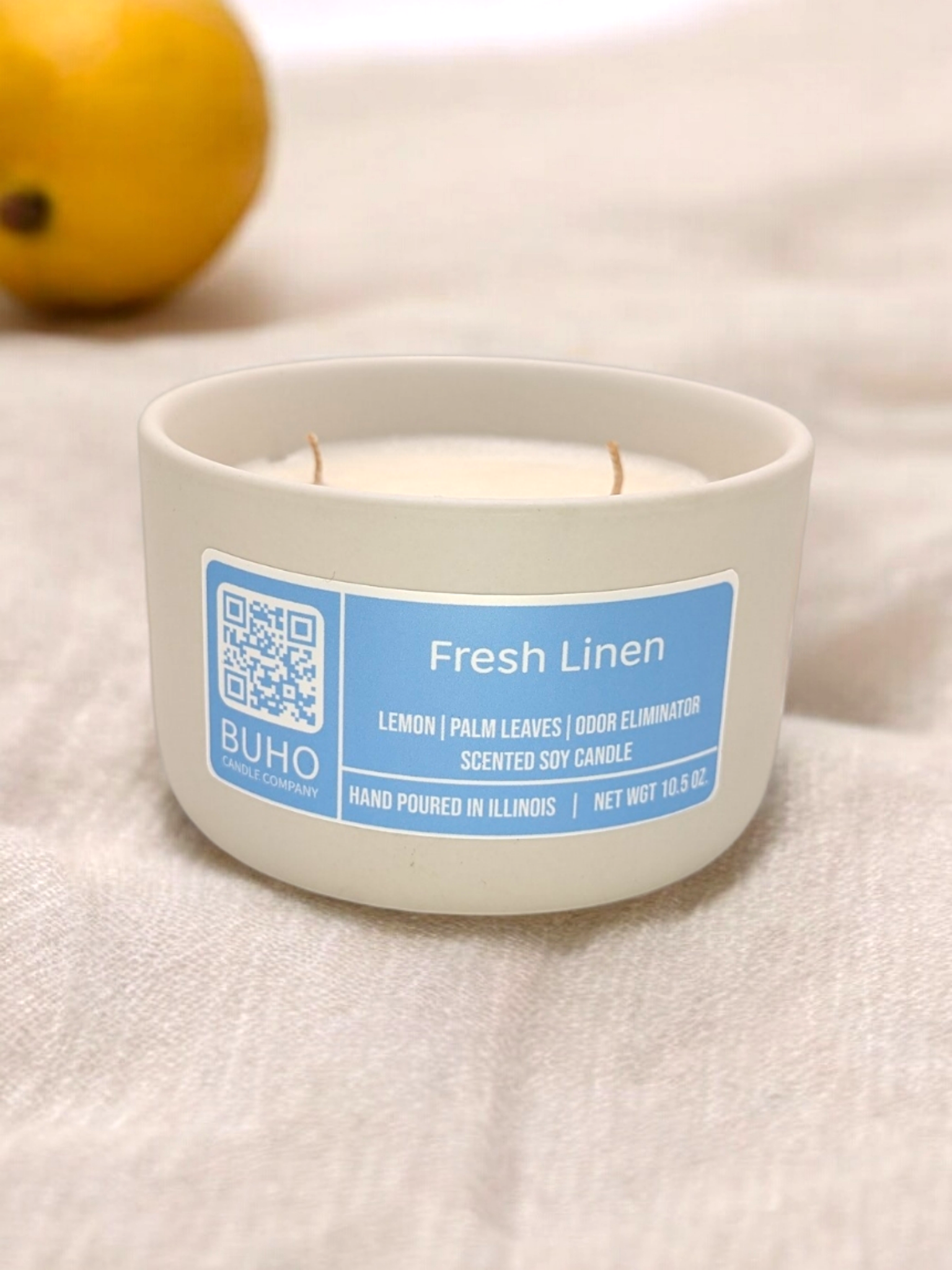 Fresh Linen Ceramic 3-Wick Jar