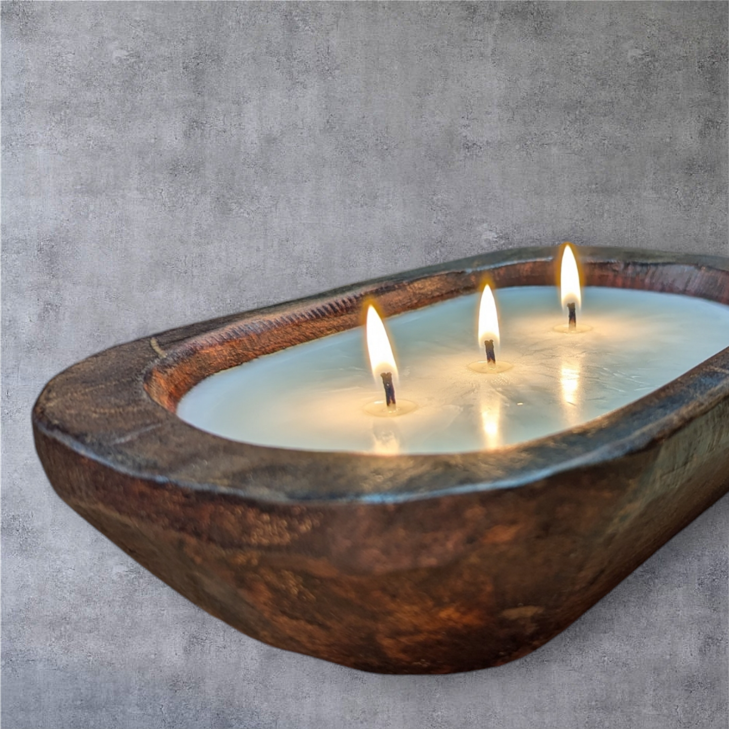 Rustic Wood Bowl Candle